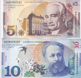 Georgia Set 2 Pcs 5 10 Lari 2017 2019 P 76 77 UNC , Farming and cattle ,Tbilissi