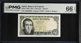 Spain 5 Pesetas 1951 P 140 a Gem UNC PMG 66 EPQ