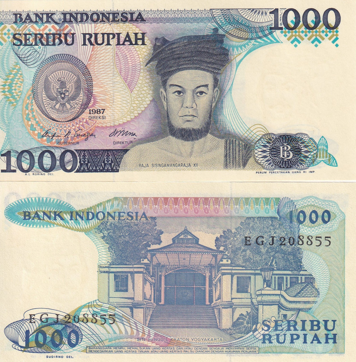 Indonesia 1000 Rupiah 1987 P 124 UNC