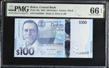 Belize 100 Dollars 2025 P 78 a Gem UNC PMG 66 EPQ