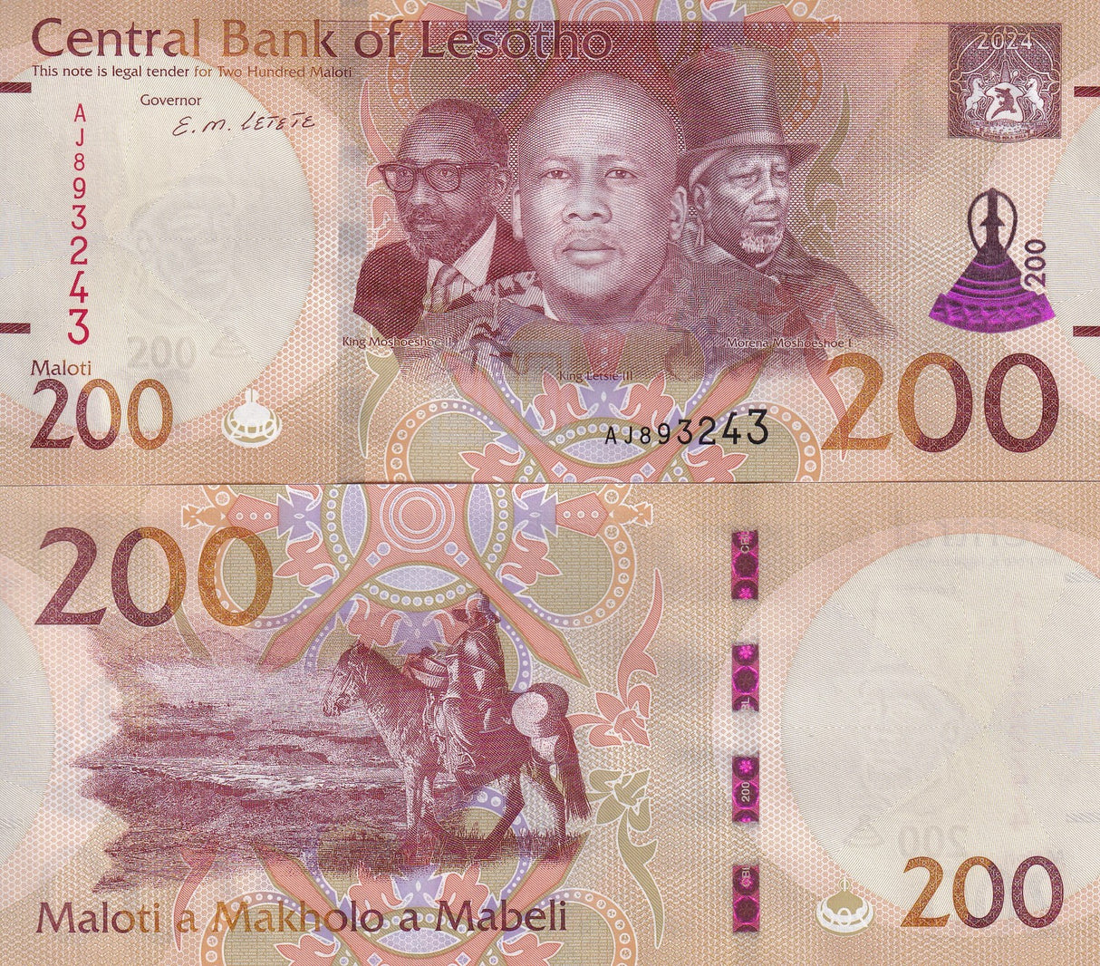 Lesotho 200 Maloti 2024 2025 P New UNC