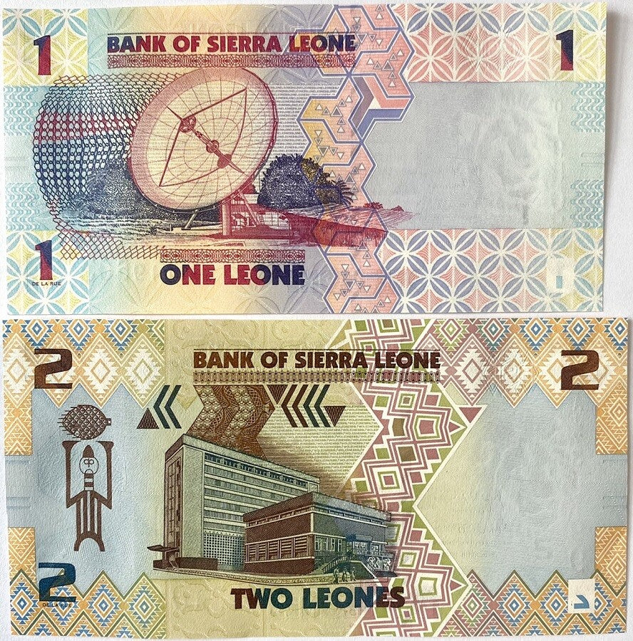 Sierra Leone Set 2 Pcs 1 2 Leones 2022 P 34 35 UNC