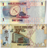 Sierra Leone Set 2 Pcs 1 2 Leones 2022 P 34 35 UNC
