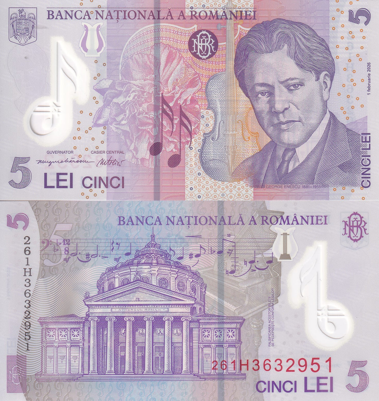Romania 5 Leu 2026/2026 P 118 Polymer New Date UNC