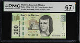 Mexico 200 Pesos 2015 P 125 bg Superb Gem UNC PMG 67 EPQ