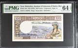 NEW Hebrides 100 Francs ND 1970 P 18 a Choice UNC PMG 64 EPQ