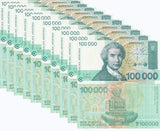 Croatia 100000 Dinara 1993 P 27 UNC LOT 10 PCS , Boskovic, geometrical drawings