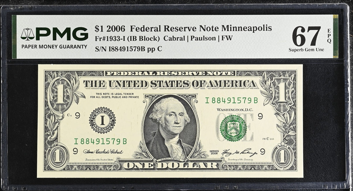 United States 1 Dollar Usa 2006 P 523 I Minneapolis Superb Gem UNC PMG 67 EPQ