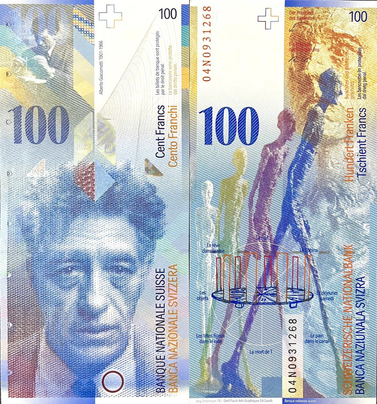 Switzerland 100 Franken 2004 P 72 g Sign Raggenbass & Roth AUnc