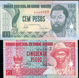 Guinea Bissau Set 2 Pcs 50 100 Pesos 1990 P 10 11 UNC