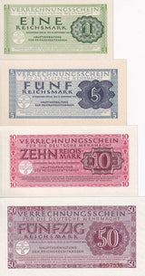 Germany SET 4 PCS 1 5 10 50 Reichsmark 1944 P M38 M39 M40 M41 AUnc
