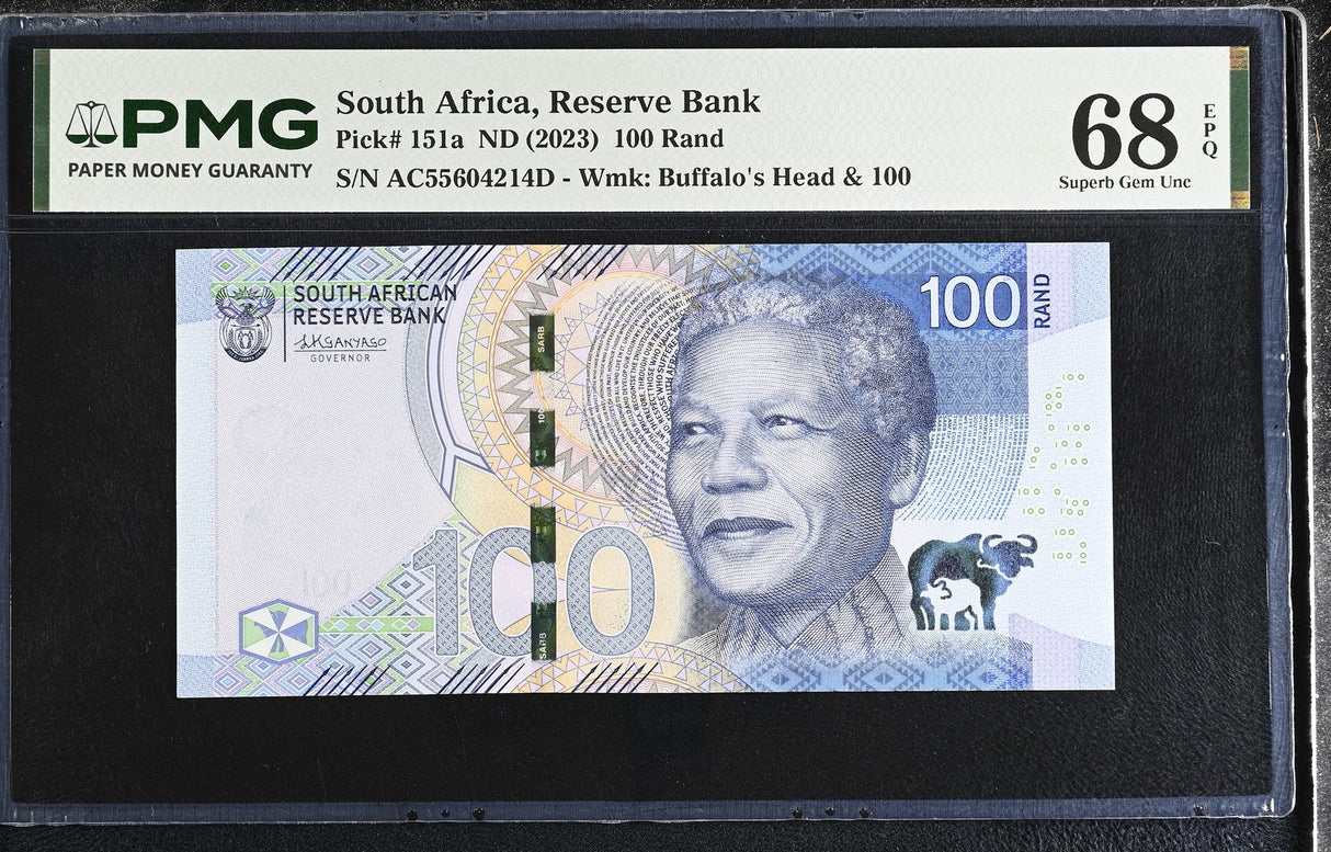 South Africa 100 Rand ND 2023 P 151 a Superb Gem UNC PMG 68 EPQ