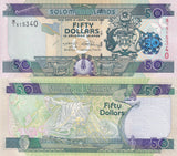 Solomon Islands 50 Dollars ND 2009 P 29 UNC Arms Geckos, shell