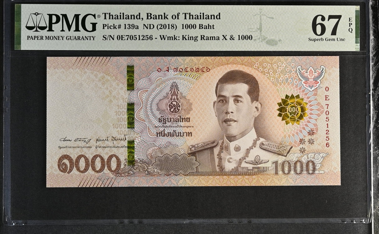 Thailand 1000 Baht ND 2018 P 139 a Superb Gem UNC PMG 67 EPQ