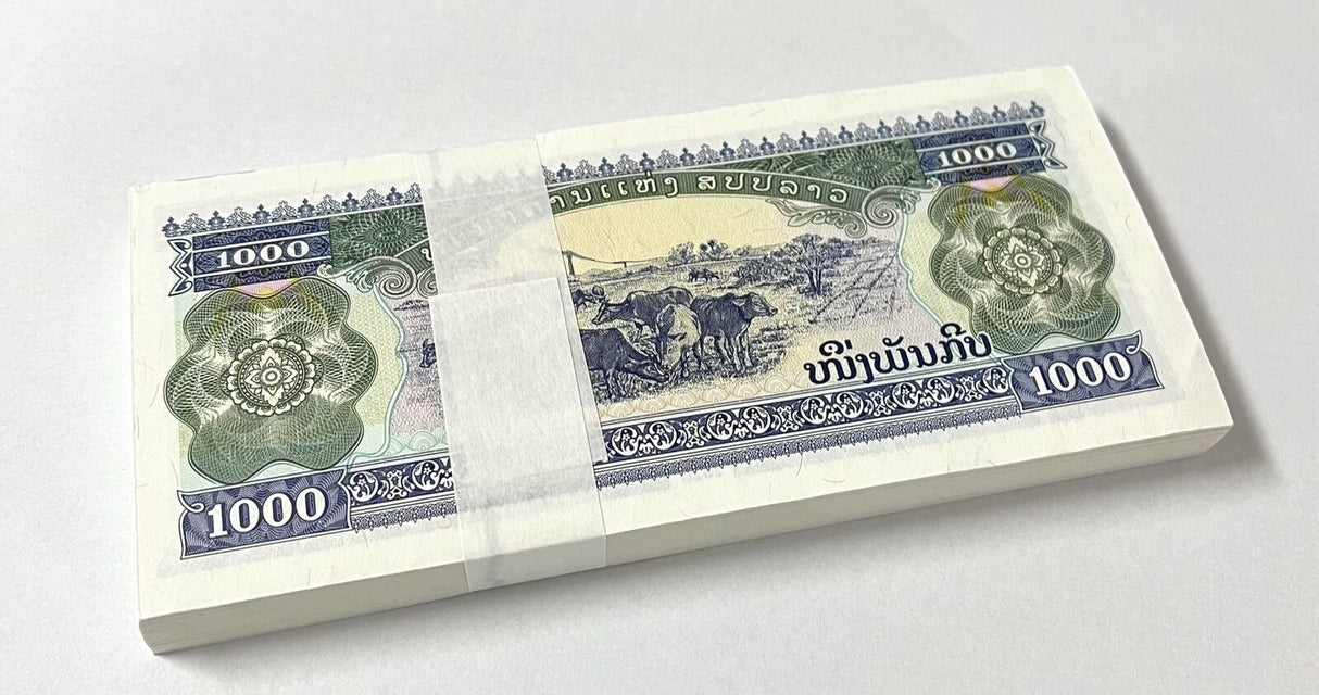 Laos 1000 Kip 2020 P 32A UNC LOT 100 PCS 1 Bundle