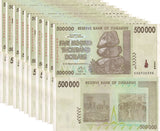 Zimbabwe 500000 Dollars 2008 P 76 AUnc LOT 10 PCS