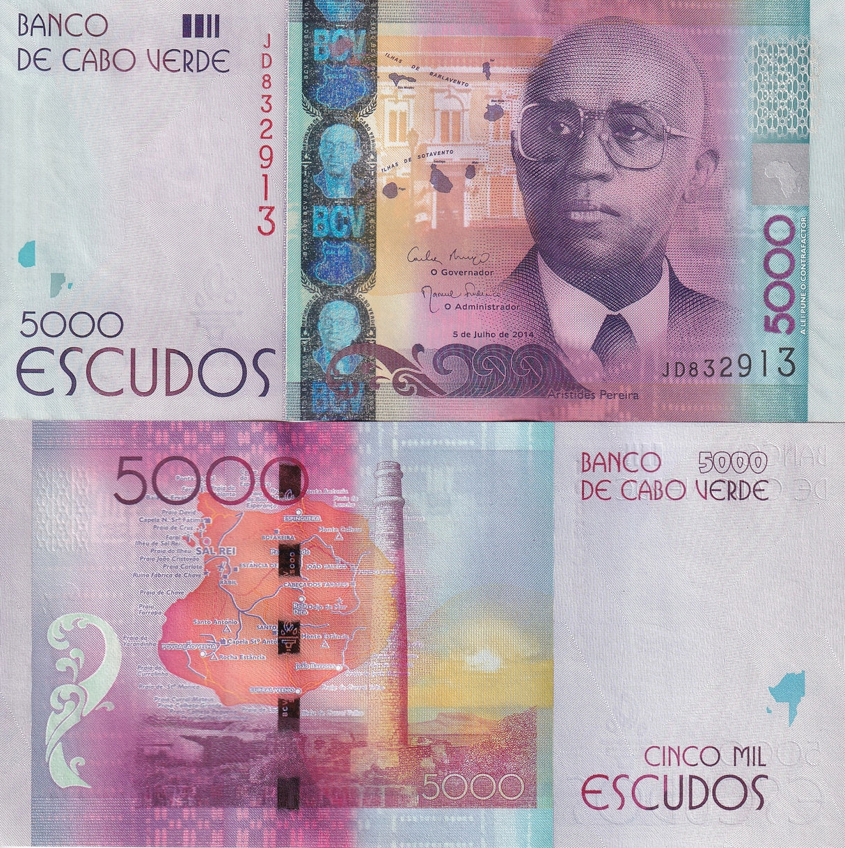 Cape Verde 5000 Escudos 2014 P 75 UNC