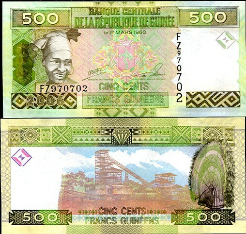 Guinea 500 Francs 2006 P 39 a UNC