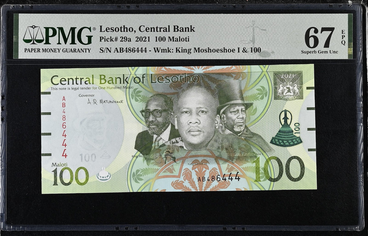 Lesotho 100 Maloti 2021 P 29 a Superb Gem UNC PMG 67 EPQ