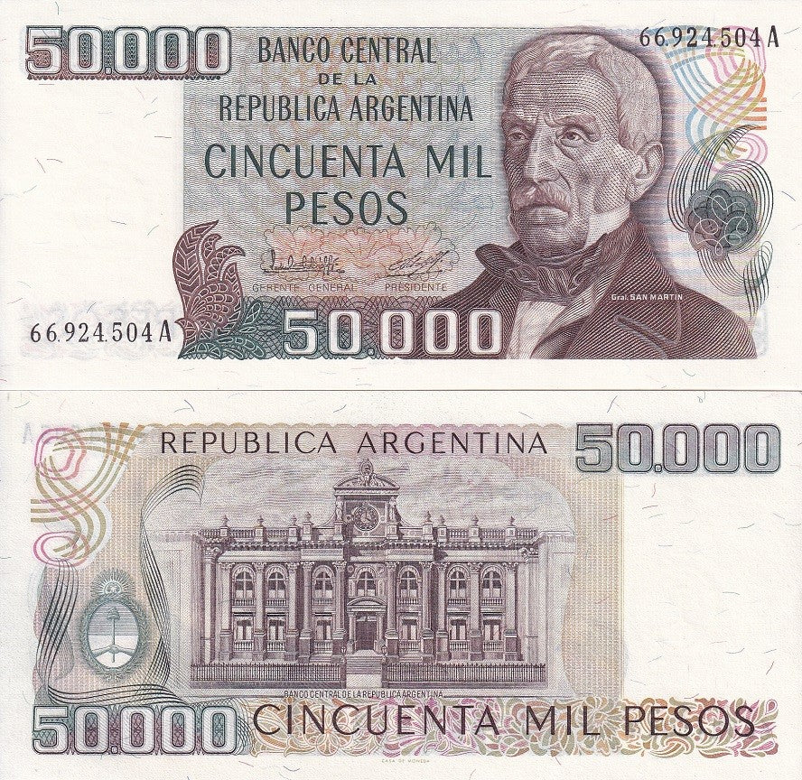 Argentina 50000 Pesos ND 1983 P 307 UNC , Casa de Moneda ,Buenos Aires