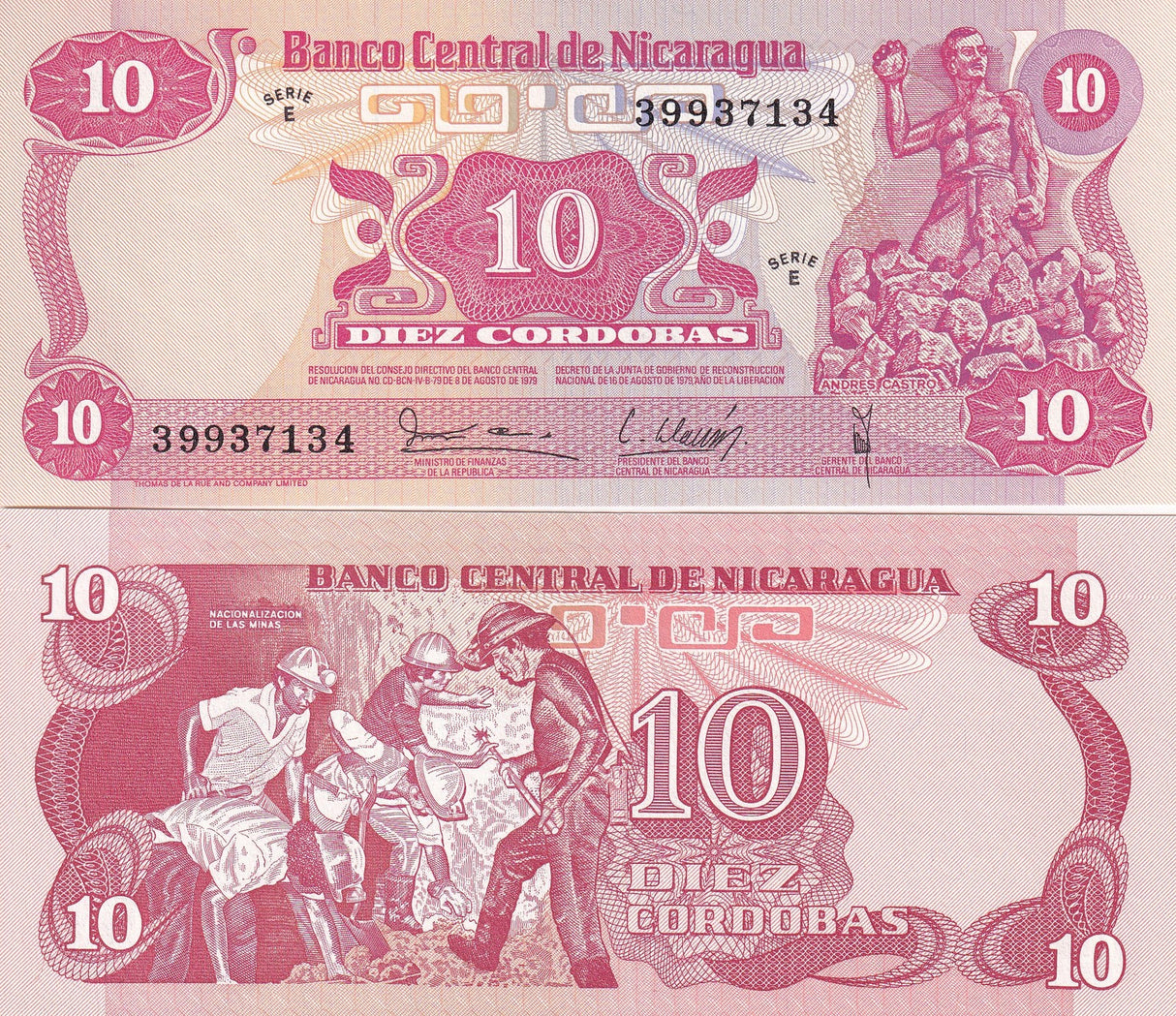Nicaragua 10 Cordobas ND 1979 P 134 UNC