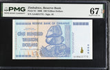 Zimbabwe 100 Trillion Dollars 2008 P 91 Superb Gem UNC PMG 67 EPQ PNB