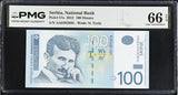 Serbia 100 Dinara 2012 P 57 a Gem UNC PMG 66 EPQ