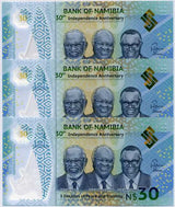 Namibia 30 Dollars Commemorative 2020 P 18 Polymer UNC Lot 3 Pcs