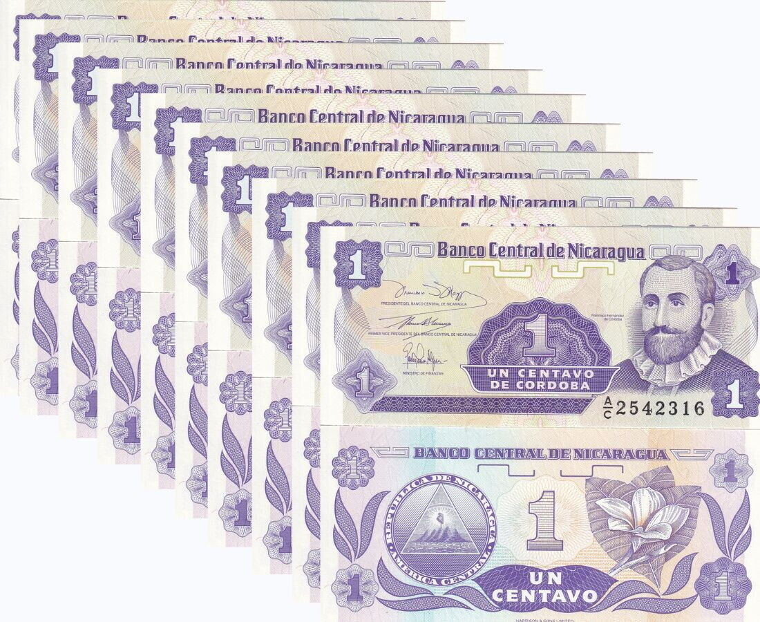 Nicaragua 1 Centavo 1991 P 167 UNC Lot 10 PCS