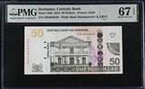 Suriname 50 Dollars 2012 P 165 b Superb Gem UNC PMG 67 EPQ