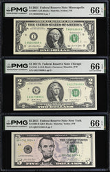 United States SET 3,1 2 5 Dollars USA Mixed States Gem UNC PMG 66 EPQ