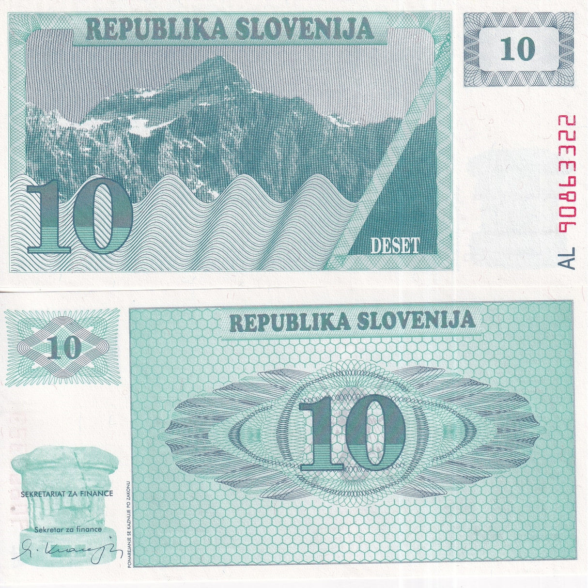 Slovenia 10 Tolar 1990 P 4 UNC