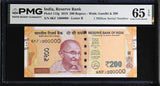 India 200 Rupees 2018 P 113 Serial # 1000000 = 1 Million Gem UNC PMG 65 EPQ