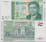 Tajikistan 1 Somoni 1999 (2010) P 14A UNC