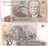 Brazil 10 Reais ND 1987 P 209 b UNC