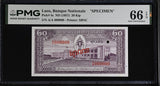 Laos 20 KIP ND 1957 SPECIMEN P 4s Gem UNC PMG 66 EPQ , Graded Note