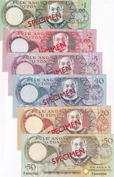 Tonga Set 6 UNC 1 2 5 10 20 50 Pa'anga ND 1995 P 31 32 33 34 35 36 SPECIMEN UNC
