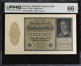 Germany 10000 Mark 1922 P 72 Gem UNC PMG 66 EPQ