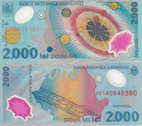 Romania 2000 Lei 1999 P 111 b 001A Prefix Polymer UNC