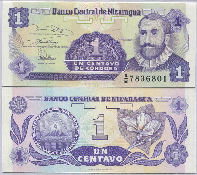 Nicaragua 1 Centavo 1991 P 167 UNC