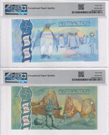 Antarctica Set 2; 1 2 Antarctican Dollars 2015 2020 Superb Gem UNC PMG 68 EPQ