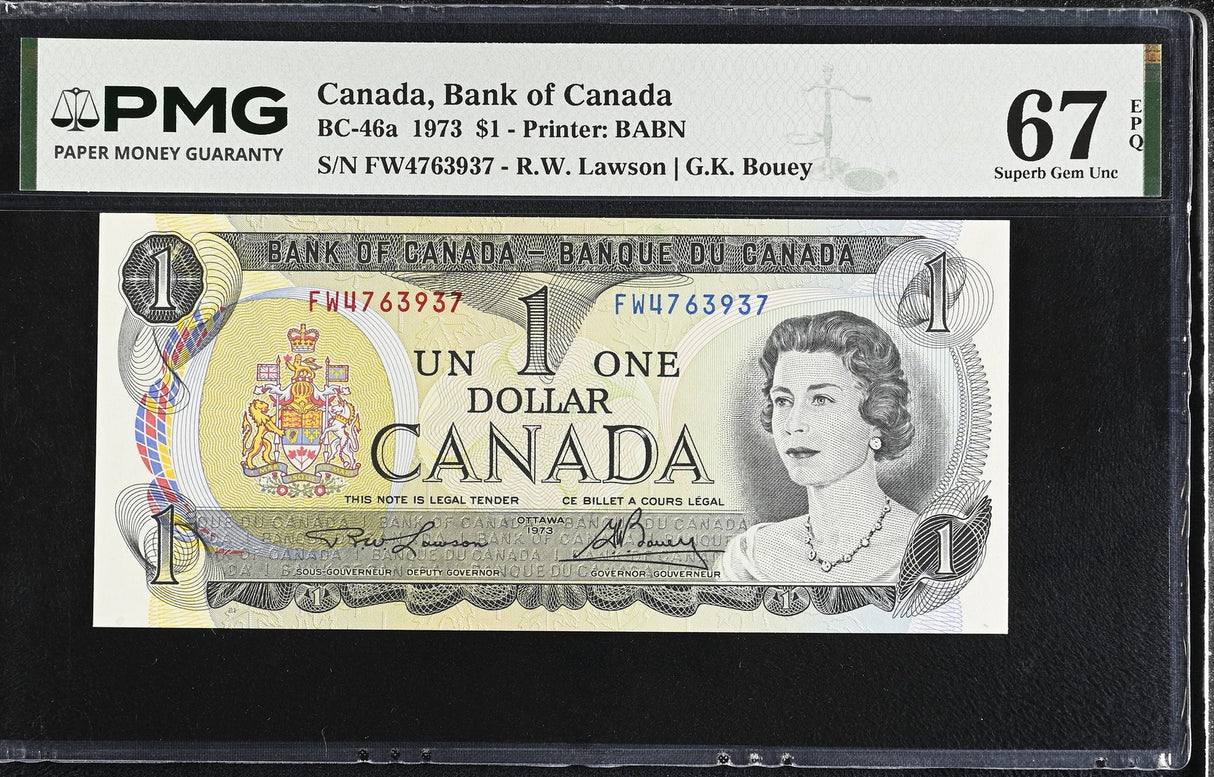 Canada 1 Dollar 1973 P 85 a Lawson Bouey Superb Gem UNC PMG 67 EPQ