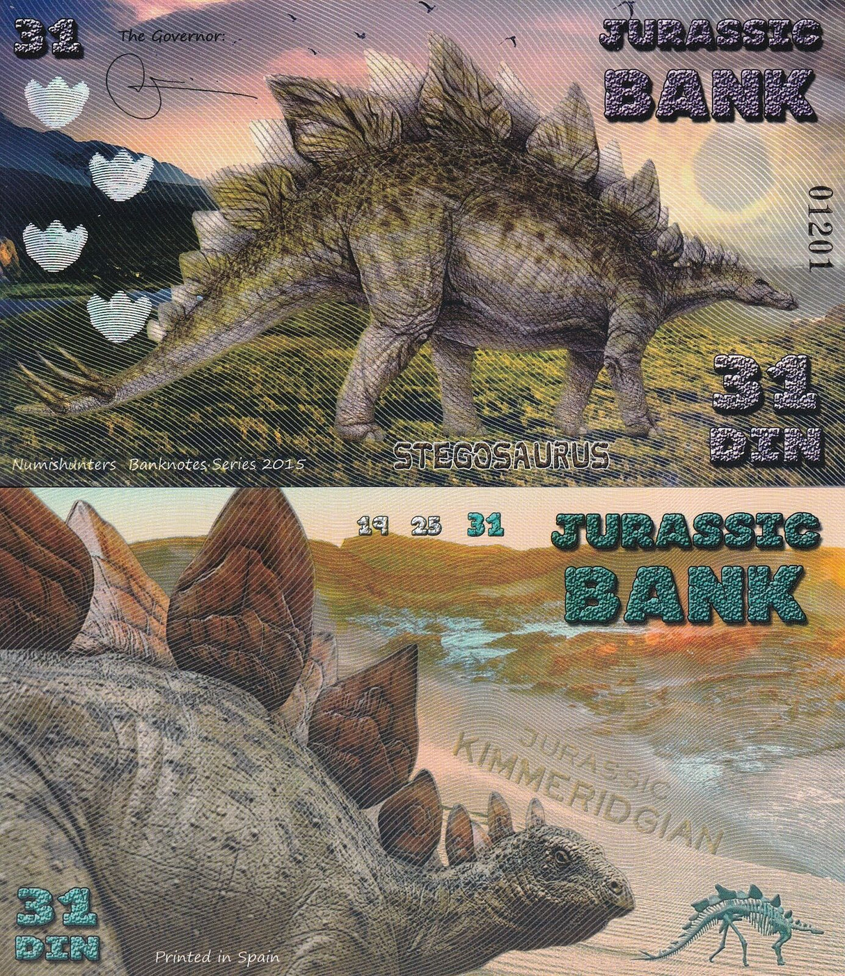 Jurassic Bank 31 Din 2015 Polymer Dinosaurs Stegosaurus LOT 10 PCS