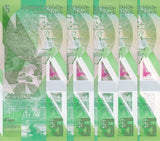 East Caribbean 5 Dollars ND 2021 P 55Aa Queen Polymer QE II LOT 5 PCS UNC