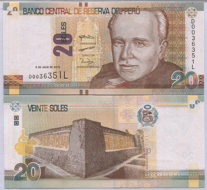 Peru 20 Nuevos Soles 2018 P 193 UNC