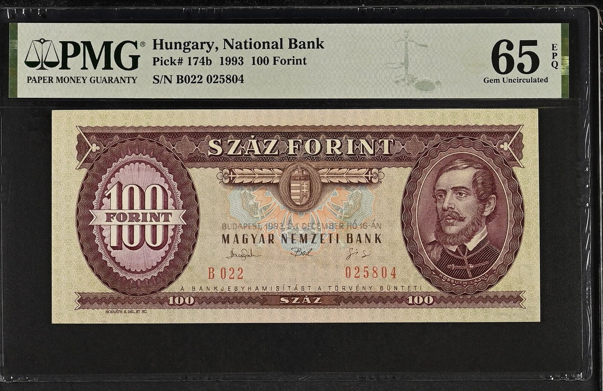 Hungary 100 Florint 1993 P 174 b Gem UNC PMG 65 EPQ