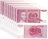 Yugoslavia 10 Dinara 1990 P 103 UNC LOT 10 PCS