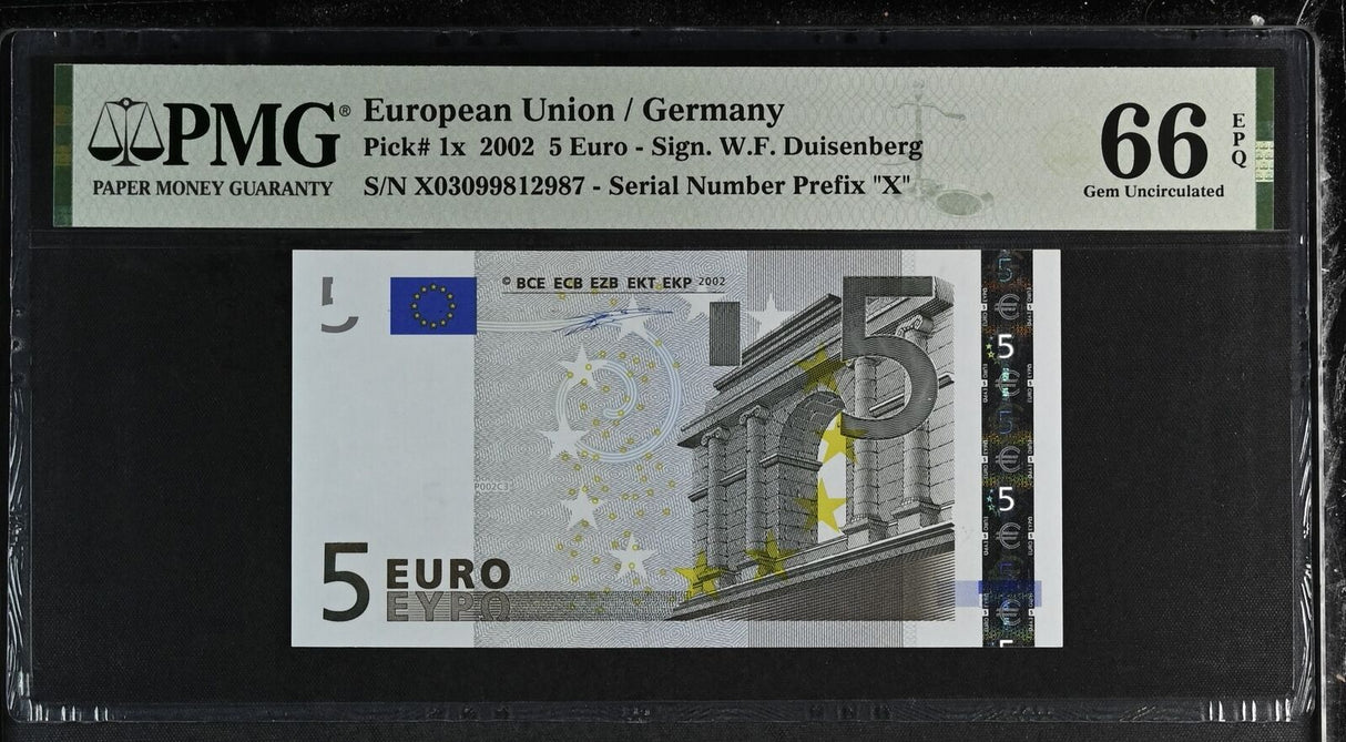 Euro 5 Euro Germany 2002 P 1 X Gem UNC PMG 66 EPQ