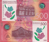 Nicaragua 500 Cordobas 2021 P 217 b Polymer UNC , Momotombo volcano
