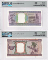 Mauritania Set 2; 100 200 Ouguiya 2002 P 4 P 5 Superb Gem UNC PMG 67 68 EPQ